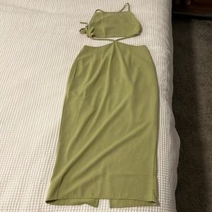Green cut out dress